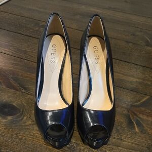 Guess Black Peep Toe Heels